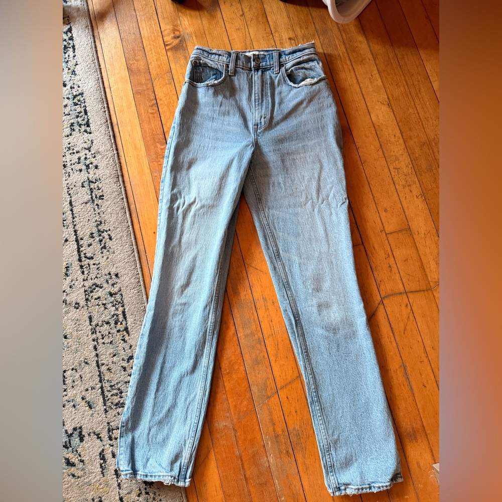 Abercrombie & Fitch Light Blue The 90’s Straight  Ultra High Rise Curve Love